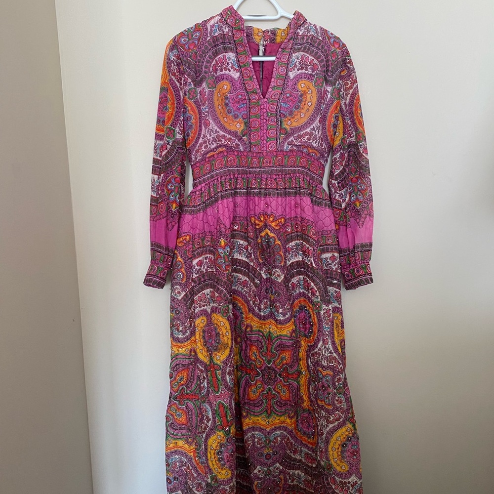 vintage lillie rubin maxi quilted dress